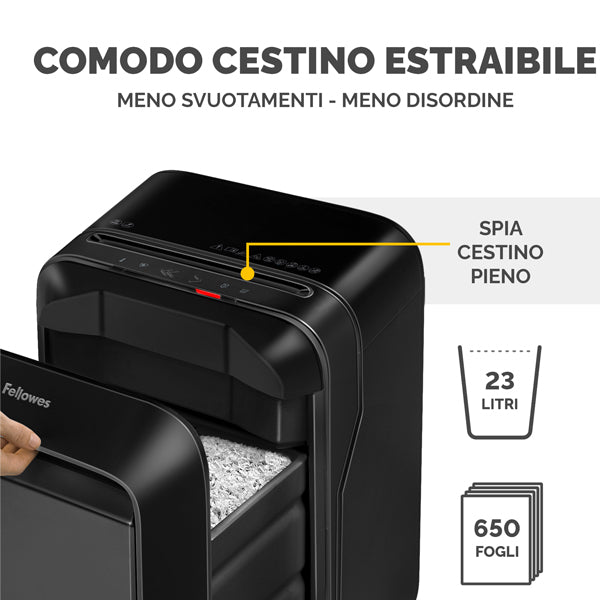 Distruggidocumenti LX-211 - a microframmenti - nero - Fellowes