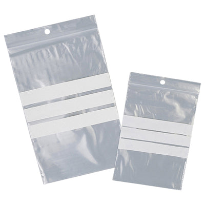 Sacchetti zip - con bande scrivibili e foro - 6 x 8 cm - 50 micron - LDPE - Viva - conf. 100 pezzi