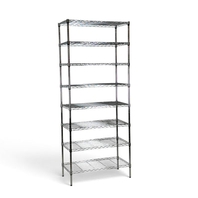 Metallika Scaffale Modulare in Acciaio Cromato 90 × 45 × H 222 cm, 8 Ripiani