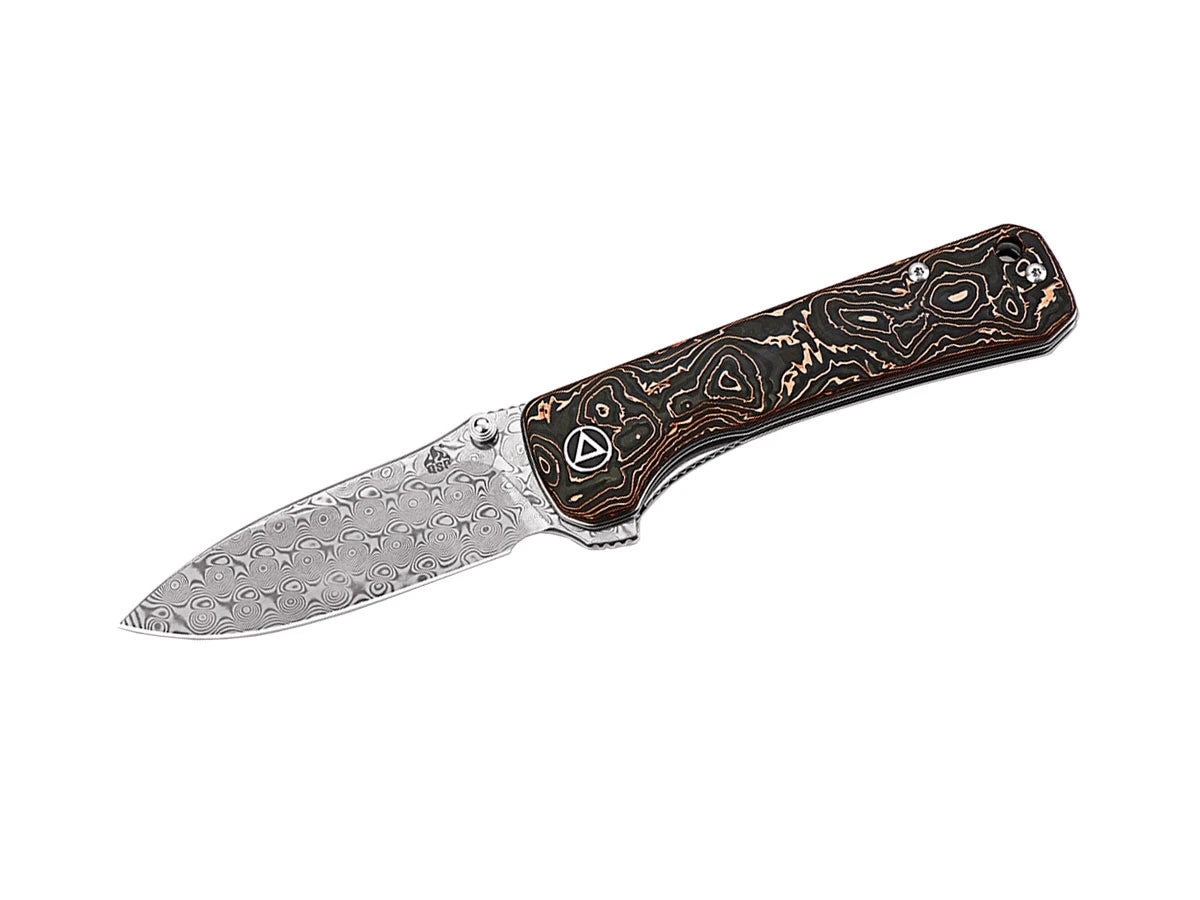 Coltello QSP Hawk Damascus manico CF laminata rame QS131-S
