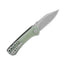 Dettaglio lama clip point 14C28N stonewash QSP Kestrel G-10 giada