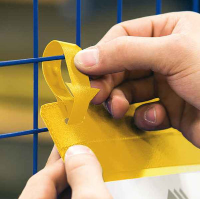 Buste identificative - con fascette di aggancio - A5 orizzontali - giallo - Durable - conf. 50 pezzi