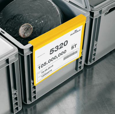 Buste identificative - con aletta pieghevole - A5 orizzontale - giallo - Durable - conf. 50 pezzi