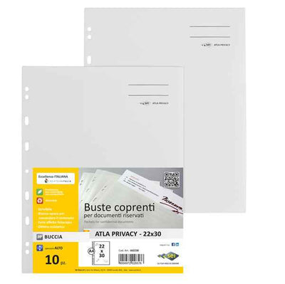 Buste con foratura universale Atla Privacy - per documenti riservati - 22 x 30 cm - bianco - Sei Rota - conf. 10 pezzi
