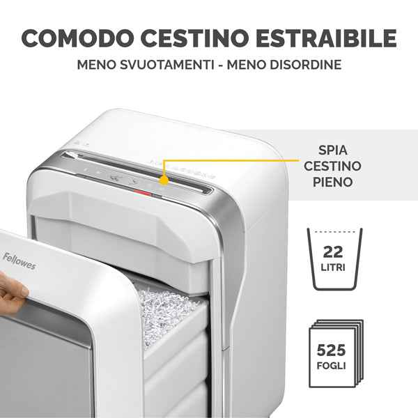 Distruggidocumenti LX-201 - a microframmenti - bianco - Fellowes