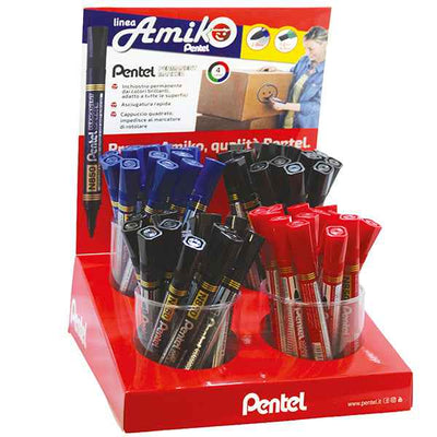 Marcatori Amiko - punta tonda e scalpello - colori assortiti - Pentel - expo 60 pezzi
