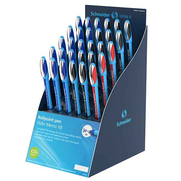 Penne a sfera Slider Memo XB - blu/nero/rosso assortiti - Schneider - expo 30 pezzi