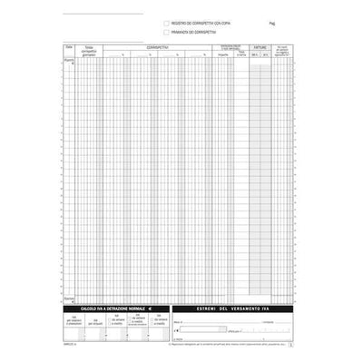 Blocco registro corrispettivi - 12/12 copie autoric. - 29,7 x 21,5 cm - DU168512C00 - Data Ufficio