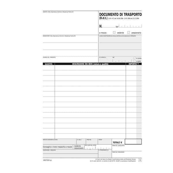 Blocco DDT - 50/50 copie autoric. - 21,5 x 14,8 cm - DU1607CD200 - Data Ufficio