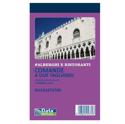 Blocco comande 2 tagliandi - 25/25 copie autoricopianti - 16,8 x 10 cm - DU161872T00 - Data Ufficio