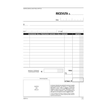 Blocco registro onorari/fatture ricevute sanitarie - 50/50 copie numerate autoricalcanti - 21,5 x 14,8 cm - DU16547N000 - Data Ufficio