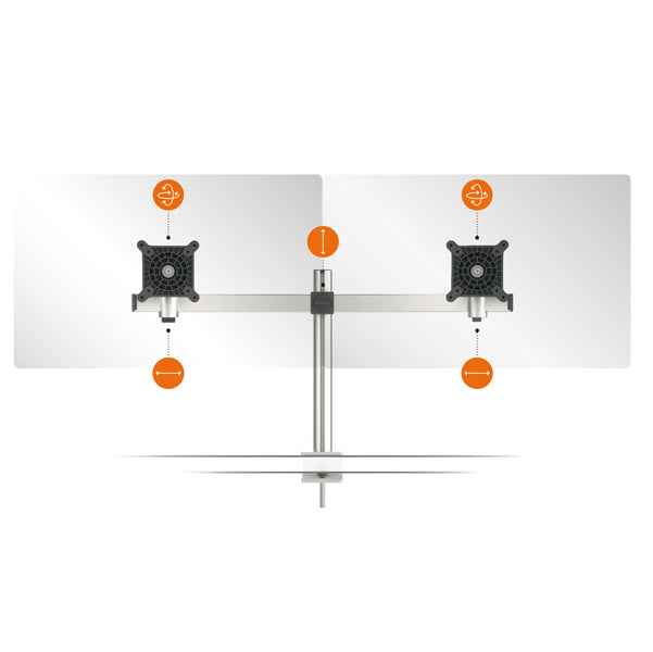 Braccio portamonitor PRO estensibile - 5085-23 - per 2 monitor - Durable