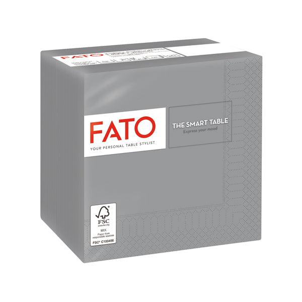 Tovagliolo - carta - 24 x 24 cm - 2 veli - grigio - Fato - conf. 100 pezzi