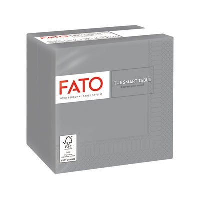 Tovagliolo - carta - 24 x 24 cm - 2 veli - grigio - Fato - conf. 100 pezzi