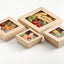 25 Scatola da asporto con finestra trasparente in carta kraft + PE - 14x14x5 cm - 1000 ml