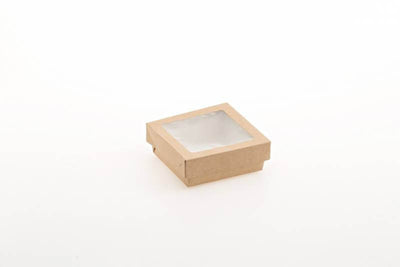 Scatola da asporto Leone in carta kraft con finestra trasparente 14x14x5 cm, 25 pezzi