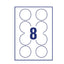 Etichette adesive tonde L4850 - in carta - rimovibili - diametro 63,5 mm - 8 et/fg - 25 fogli - bianco - Avery