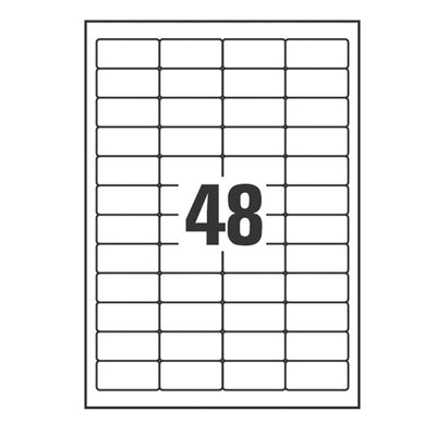 Etichette adesive coprenti BlockOut - in carta - permanenti - 45,7 x 21,2 mm - 48 et/fg - 25 fogli - bianco - Avery