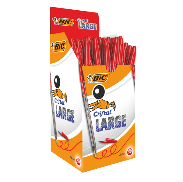 Penna sfera Cristal Large - punta 1,6 mm - rosso - Bic - conf. 50 pezzi