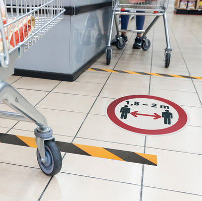 Pittogramma adesivo - da terra - "Mantenere la distanza di sicurezza" - diametro 43 cm - Durable