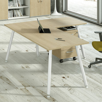 Scrivania Skinny Metal - 80 x 80 x H 74,4 cm - bianco / rovere