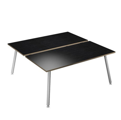 Scrivania Skinny Metal a 2 postazioni contrapp. - 120 x 166 cm - bianco / nero venato