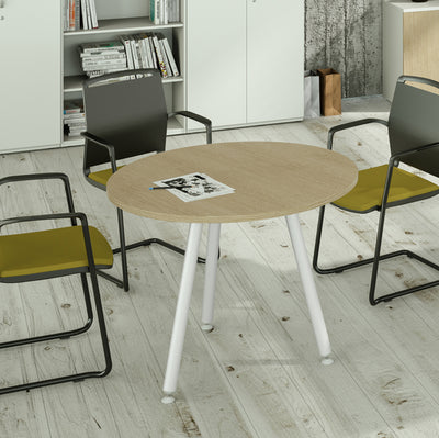 Tavolo riunione tondo Skinny Metal - diametro 80 cm - rovere