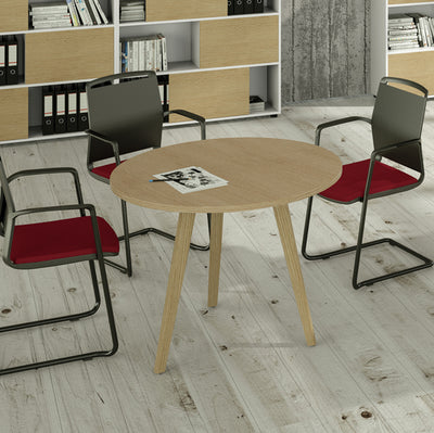 Tavolo riunione tondo Woody - diametro 80 cm - rovere