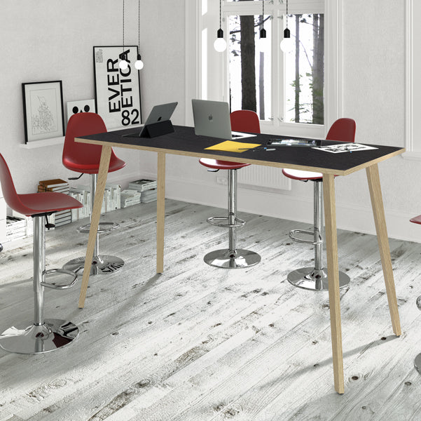 Tavolo rotondo alto Woody - diametro 100 cm - H 105 cm - rovere/nero venato
