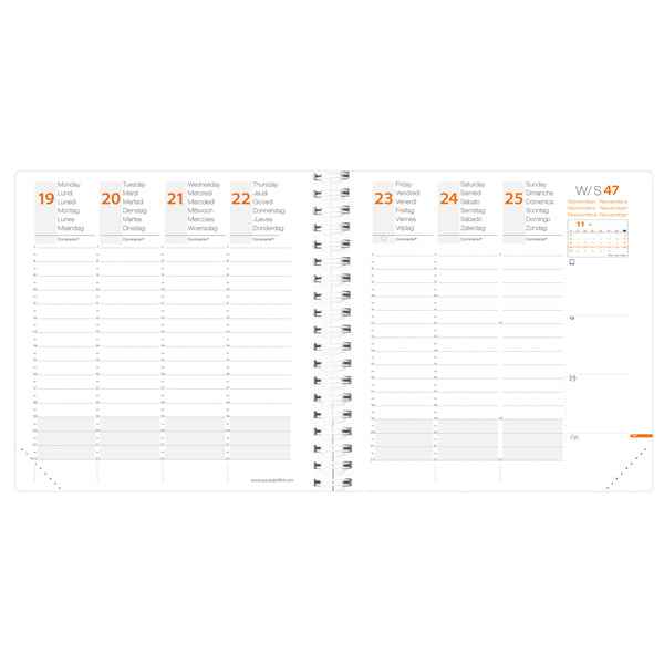 Agenda settimanale Time&Life 2027 - 16 x 16 cm - rosa cangiante - Quo Vadis