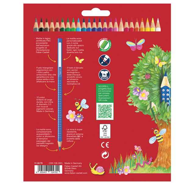 Matite colorate Color Grip - acquerellabili - Faber-Castell - scatola 24 pezzi