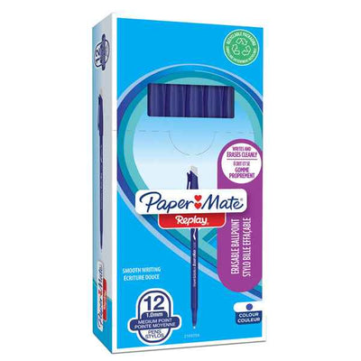 Penna a sfera con cappuccio Replay - cancellabile - punta 1 mm - blu - Papermate