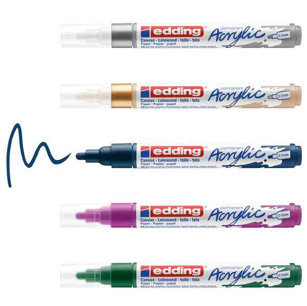Marcatore permanente acrilico 5100 - punta tonda - da 2 a 3 mm - colori assortiti festa - Edding - conf. 5 pezzi