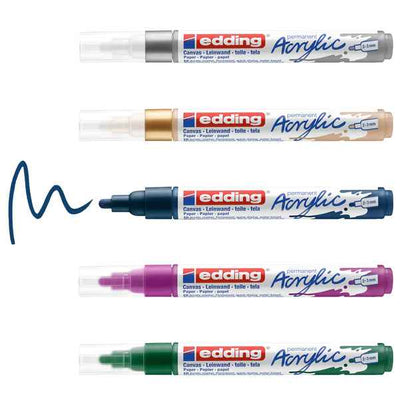 Marcatore permanente acrilico 5100 - punta tonda - da 2 a 3 mm - colori assortiti festa - Edding - conf. 5 pezzi