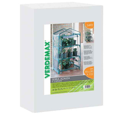 Serra Azalea - 3 ripiani - 70 x 50 x 125 cm - acciaio verniciato/PVC - verde/trasparente - Verdemax