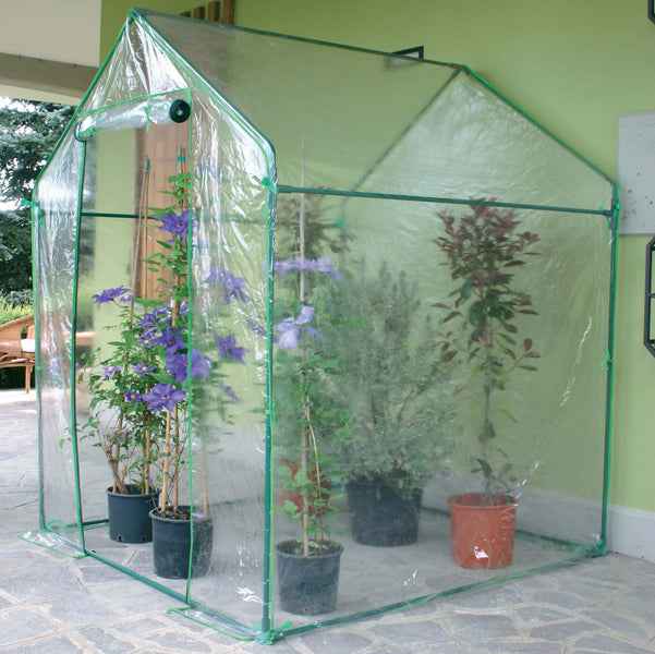 Serra Clematis - a casetta - 155 x 155 x 205 cm - acciaio verniciato/PVC - verde/trasparente - Verdemax