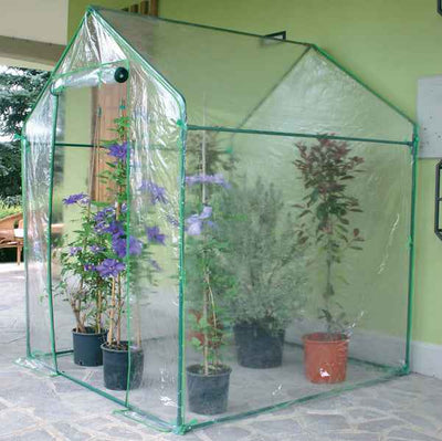 Serra Clematis - a casetta - 155 x 155 x 205 cm - acciaio verniciato/PVC - verde/trasparente - Verdemax