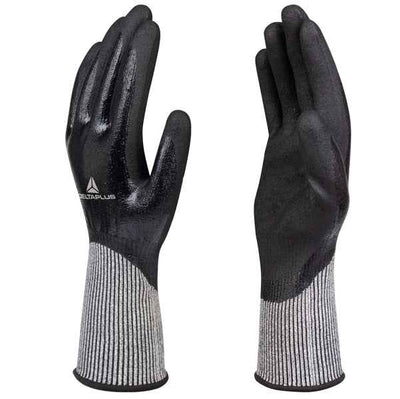 Guanti antitaglio Venicut D04 - maglia deltanocut - palmo in doppio nitrile - taglia 10 - nero - Deltaplus