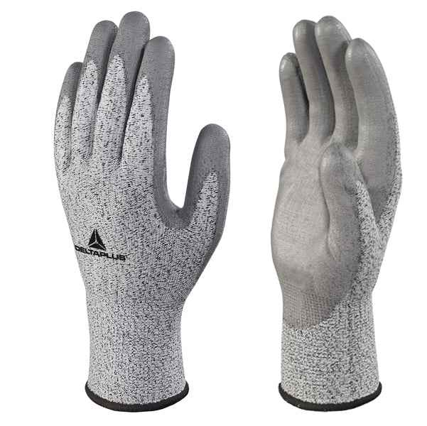 Guanti antitaglio Venicut B04 - maglia tricot econocut - palmo in poliuretano - taglia 10 - grigio - Deltaplus - pack 3 paia