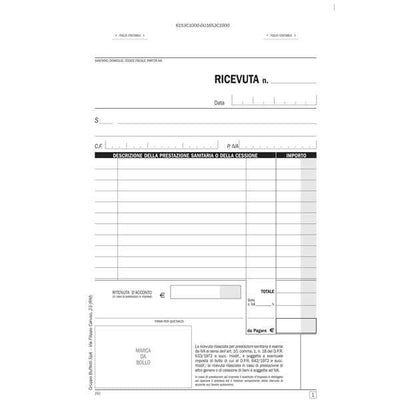 Blocco ricevute sanitarie numerate - 100/2 copie autoricalcanti - 21,5x14,8cm - DU1653C1000 - Data Ufficio