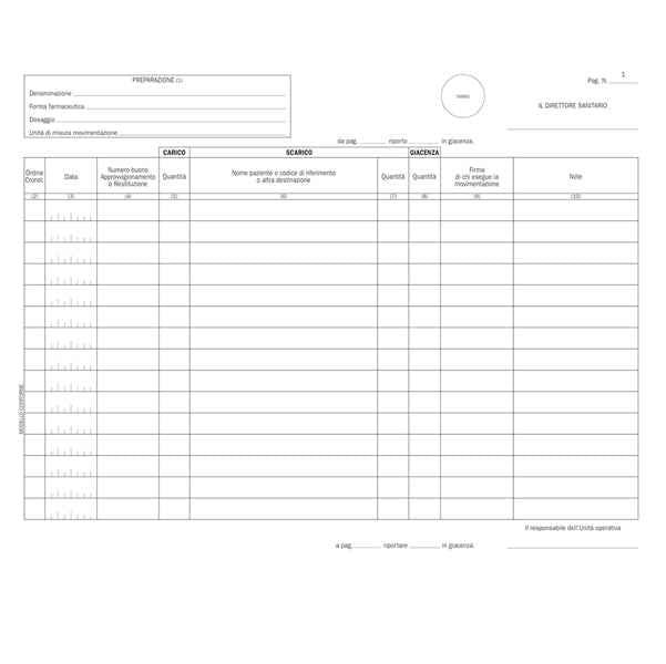 Registro carico/scarico stupefacenti unità operative - 100 pag numerate -  DU132101200 - Data Ufficio