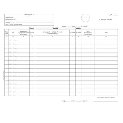 Registro carico/scarico stupefacenti unità operative - 100 pag numerate -  DU132101200 - Data Ufficio