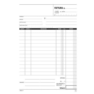 Blocco fatture ad 1 aliquota - 50/2 autoricalcante - 14,8 x 21 cm - DU1641C0000 - Data Ufficio