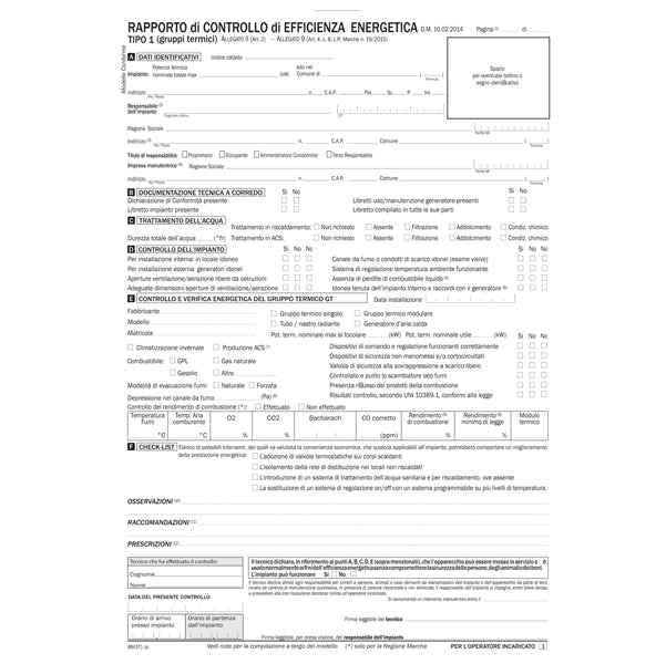 Rapporto di controlla efficienza energetica T1 snap - 3 copie - 8843T1000G - Data Ufficio