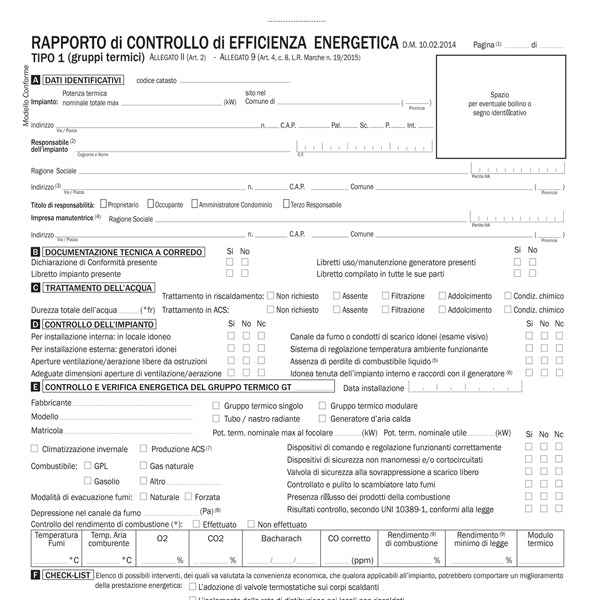 Rapporto di controlla efficienza energetica T1 snap - 3 copie - 8843T1000G - Data Ufficio