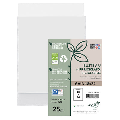 Buste a sacco Gaia - PP riciclato - 18 x 24 cm - buccia - trasparente - Sei rota - conf. 25 pezzi