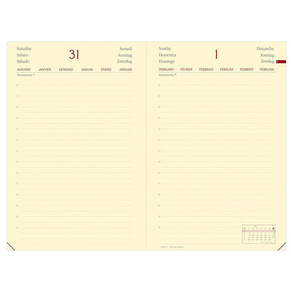 Agenda giornaliera - Daily 21 Prestige 2027 - 13 x 21 cm - copertina Silk - bordeaux - Quo Vadis