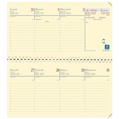 Agenda settimanale Planital 2027 - c/spirale - 8,8 x 17 cm - copertina Soho - blu acciaio - Quo Vadis