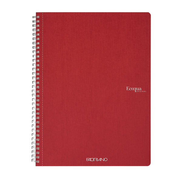 Maxiquaderno Ecoqua original - A4 - 90 gr - 1 rigo - 70 fogli - rosso scuro - spiralato - Fabriano