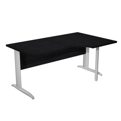 Scrivania Compact Destro Easy - 160 x 60/80/100 cm - Nero venato/grigio cromato